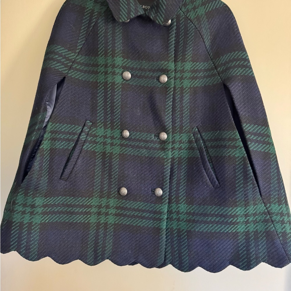 Plaid Cape Coat with Scalloped Hem - Talbots - Small